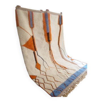 Tapis marocain tissé à la main - style Beni Ouarain - motif orange - laine - 280 x 190 cm