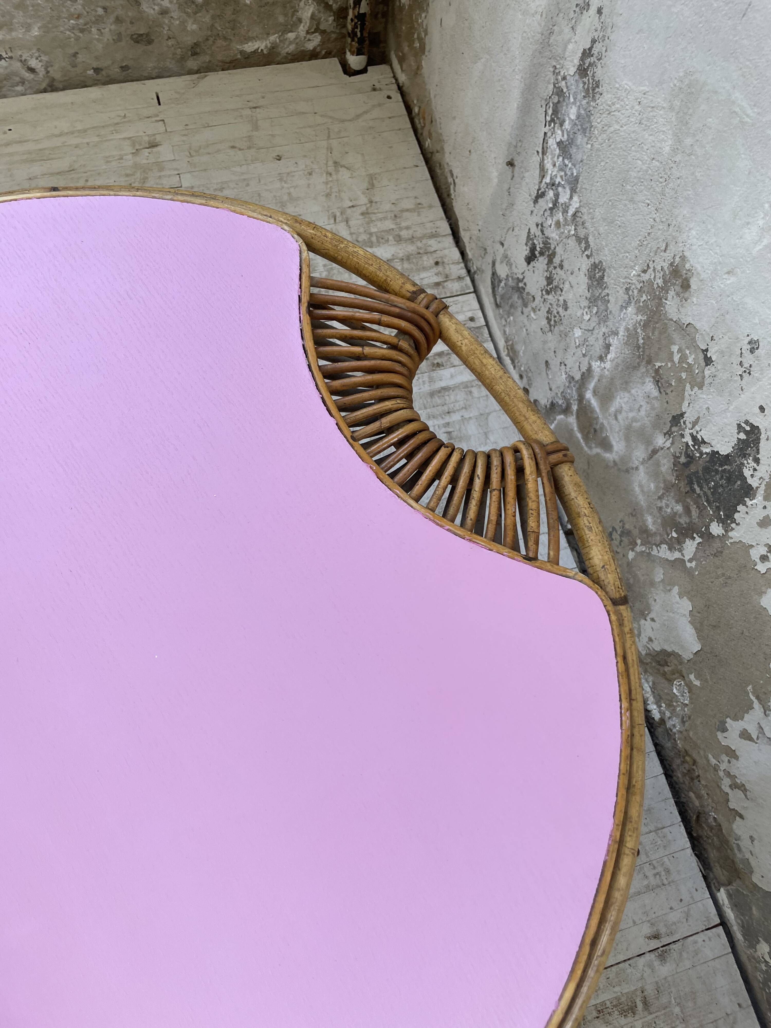 Vintage pink rattan coffee table