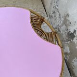 Table basse vintage en rotin rose