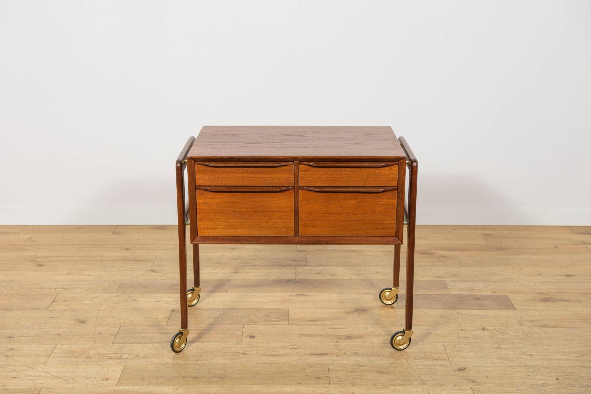 Mid-Century Teak Serving Trolley on Castors, Denmark, 1960s