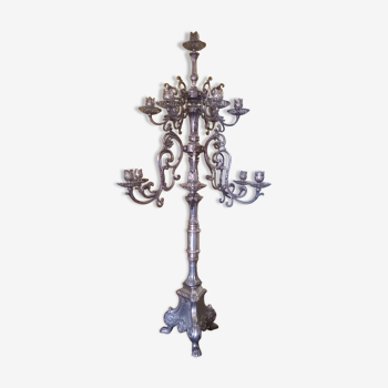 Chandelier ancien bronze et argent massif