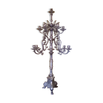 Chandelier ancien bronze et argent massif