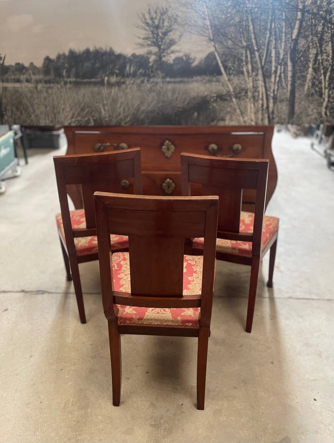 set of three antique Empire-style chairs.