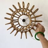 Bohemian style hanging rattan lampshade, 60s-70s