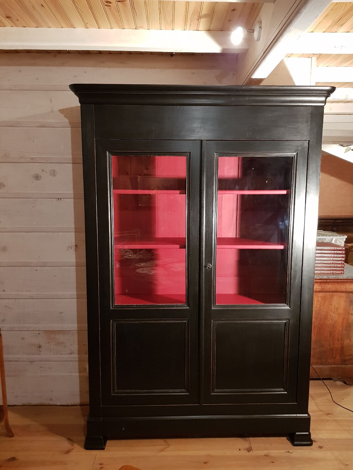 Bookcase louis Philippe patinated black.