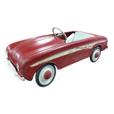 Vintage metal pedal car in red and white - 1950s/60s