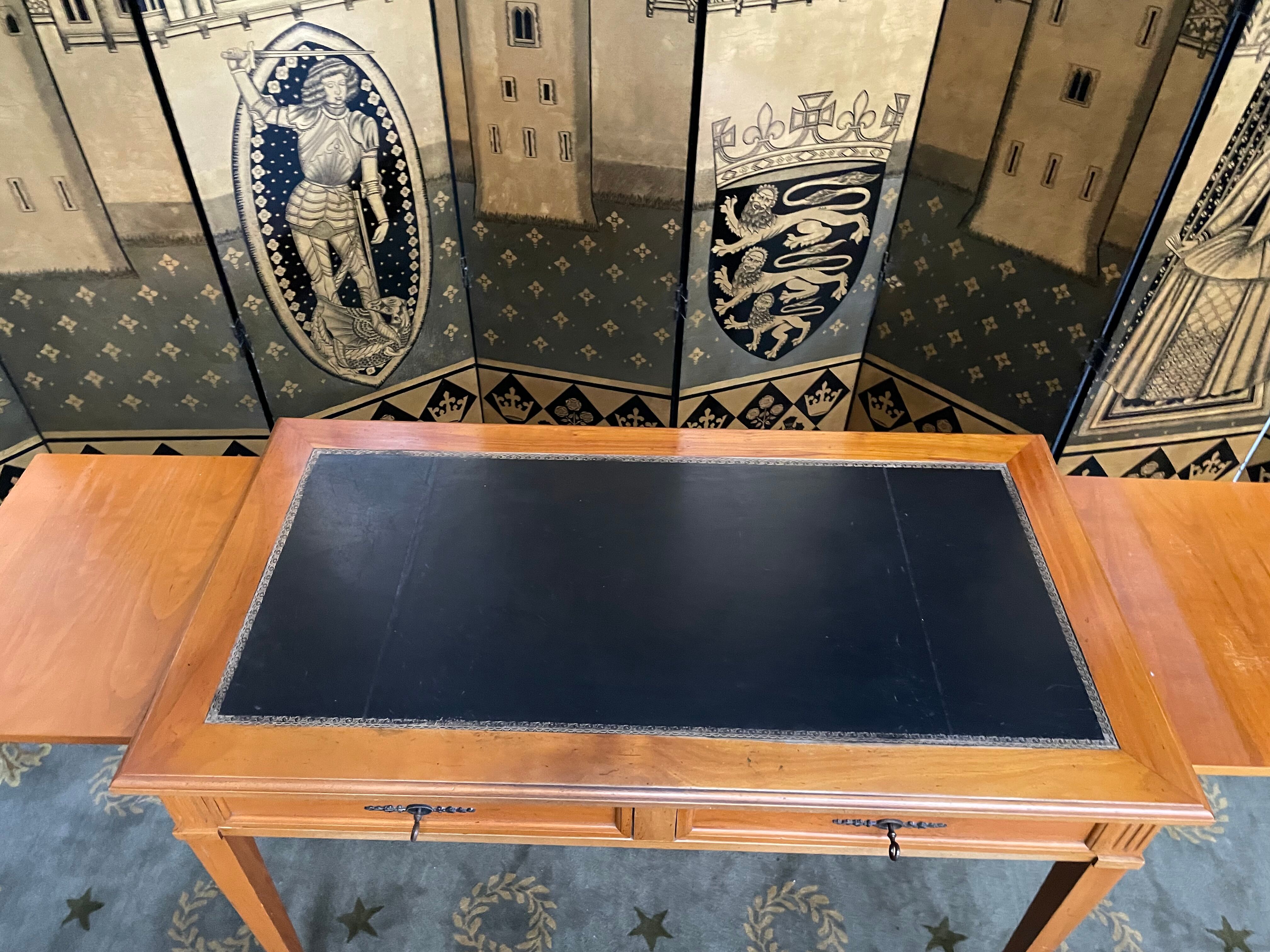 Desk full of Louis XVI style black leather