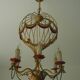 6-light gold-painted metal hot air balloon chandelier