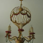 Painted gold metal hot air balloon chandelier with 6 lights