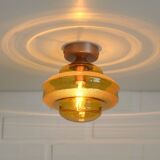 1 of 2 hand blown amber glass ceiling lights / redesign vintage wall lamps