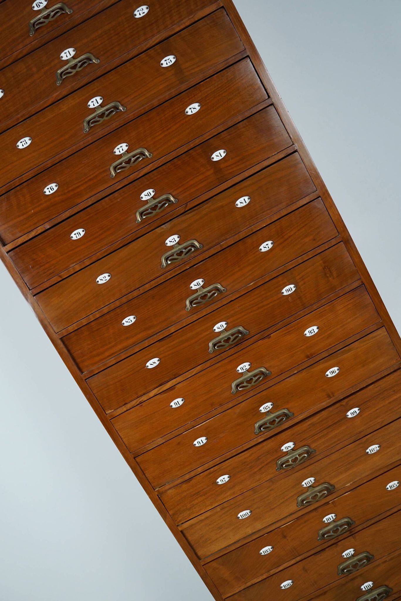 Very Tall Dutch Art Nouveau Walnut Apothecary Cabinet Barber Cabinet, 1900s