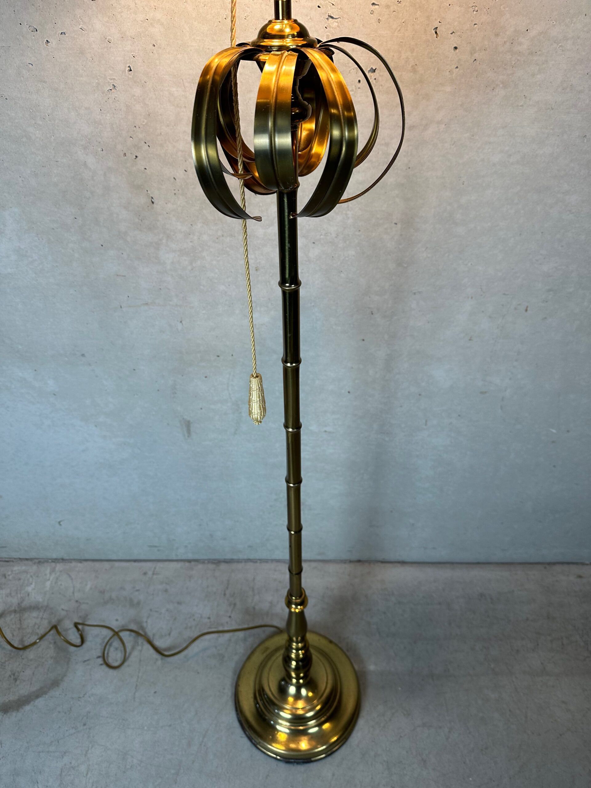 Vintage brass faux bamboo floor lamp
