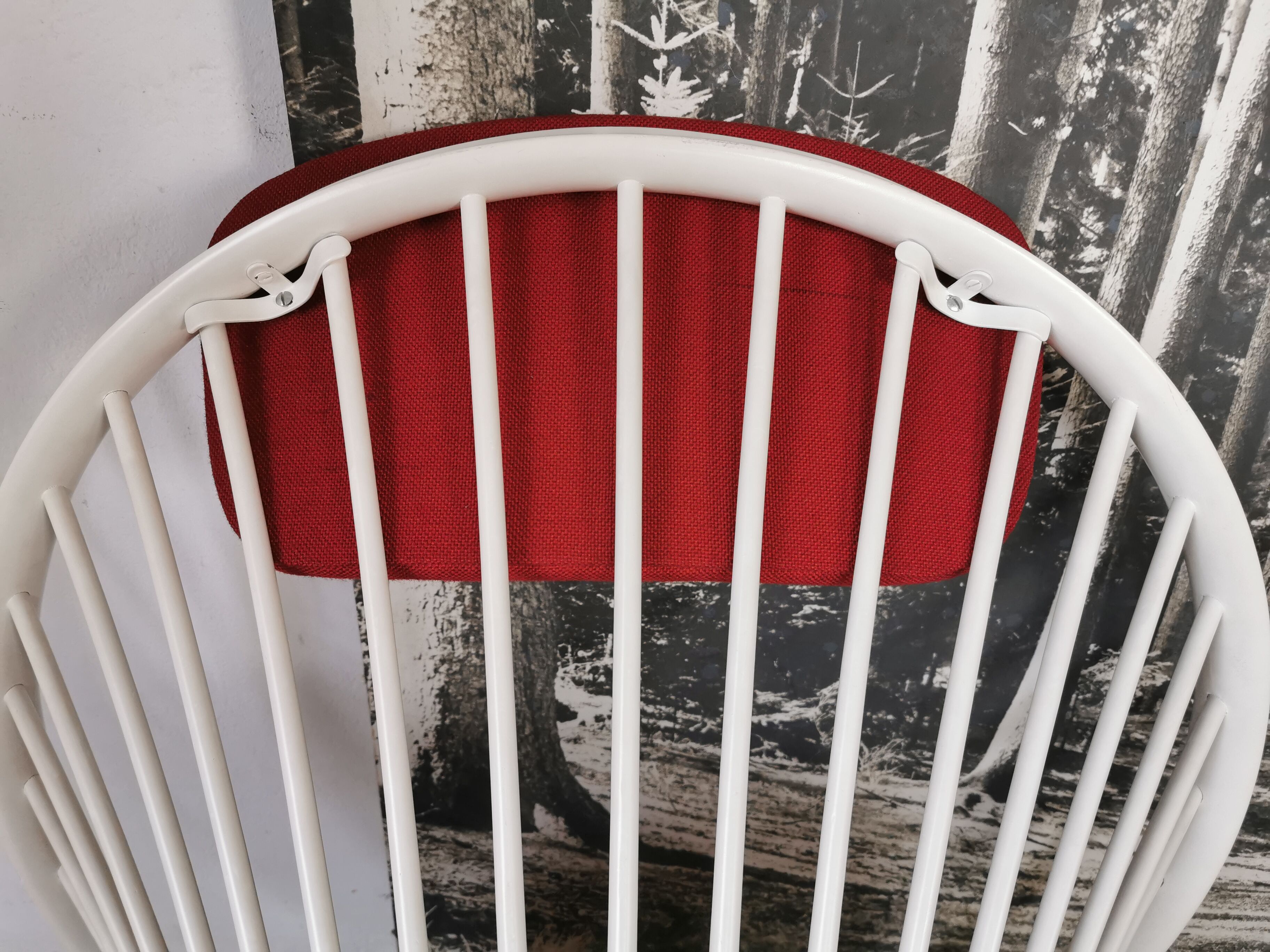 Swedish armchair circle Yngve Ekström, white and red