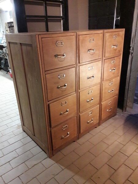Former furniture of notary in oak 12 drawers 1930