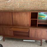 Low teak sideboard with sliding doors
