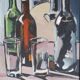 Still life with 2 glasses, oil on panel signed André Deriq