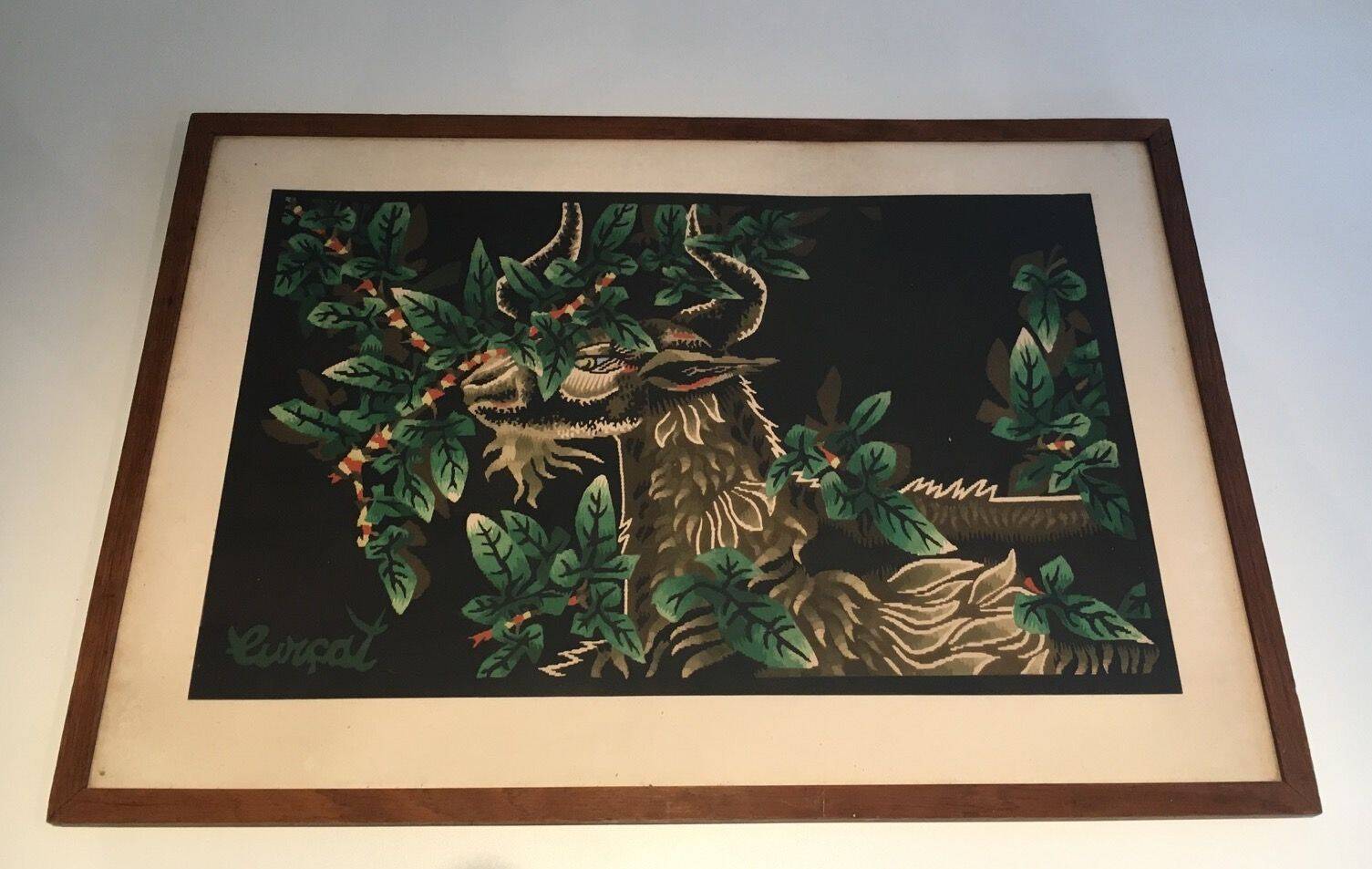 Print depicting a ram. French work signed by Jean Lurçat. Around 1970.