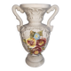 Vintage Italian white ceramic vase with raised floral decoration.