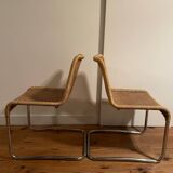 Pair of vintage rattan cantilever chairs