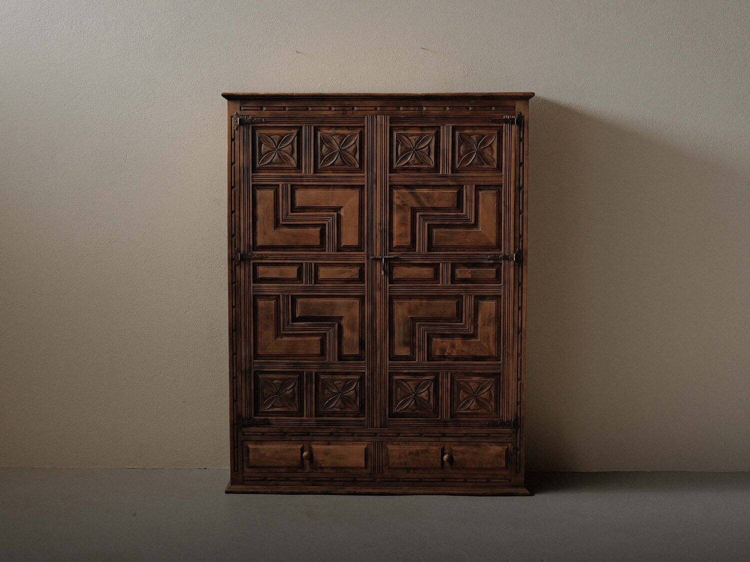 Handcrafted two-door cabinet, Spain, circa 1950