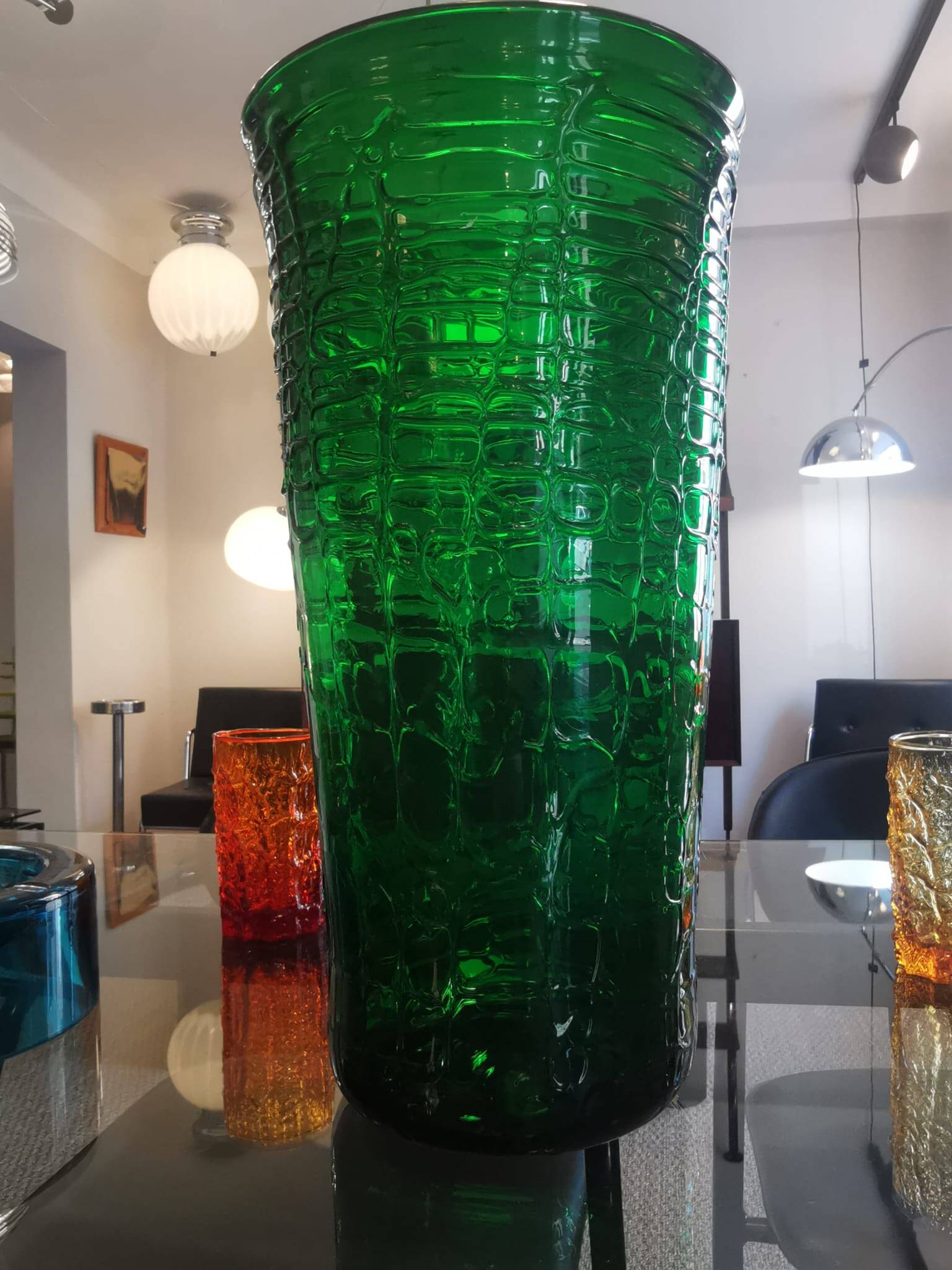 Vintage XXL glass vase with “Croc” print