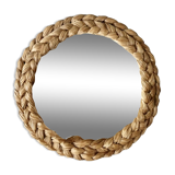 Mirror in braided natural material 70s 33cm
