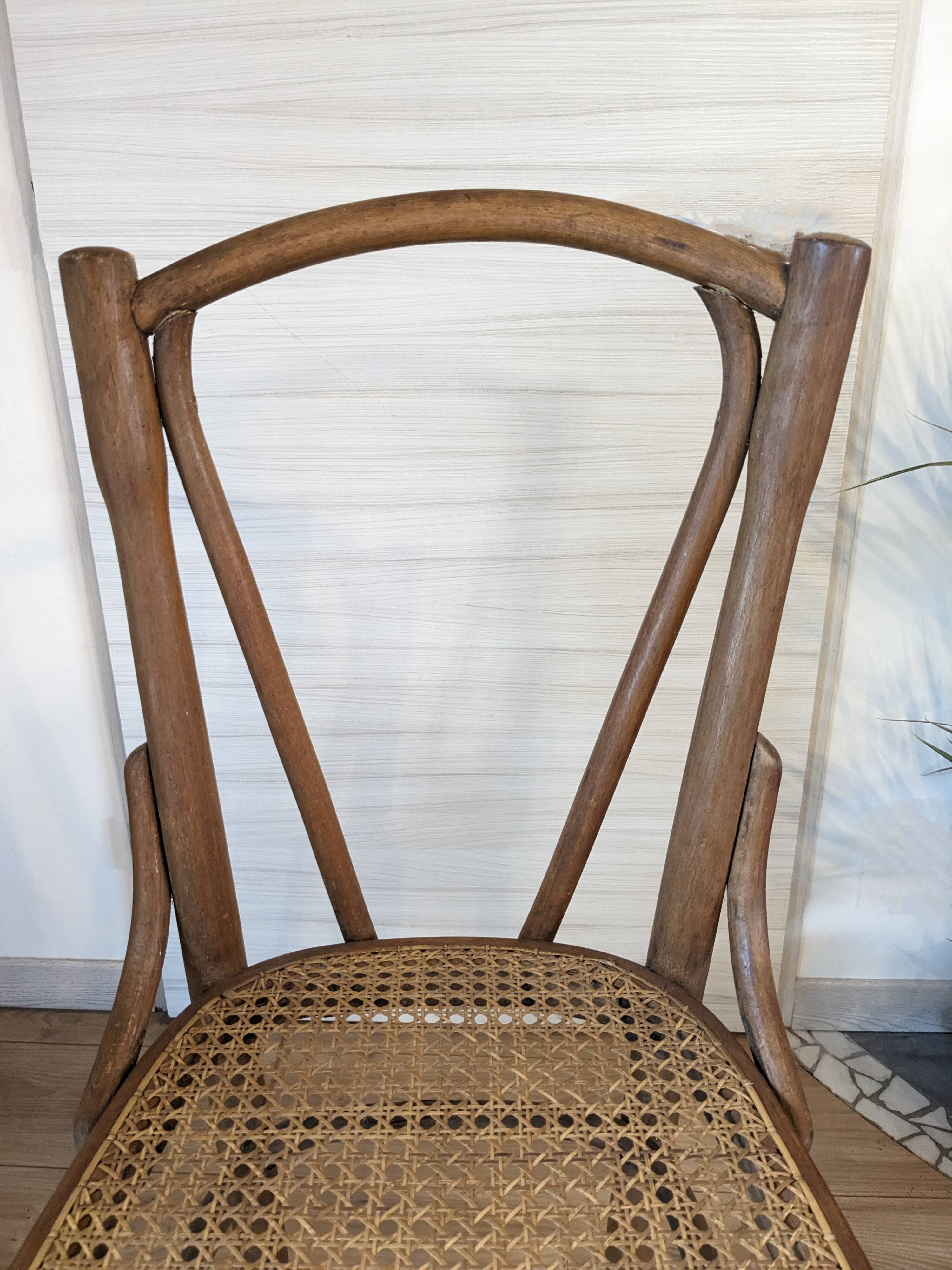 High cane bistro chair and curved wood