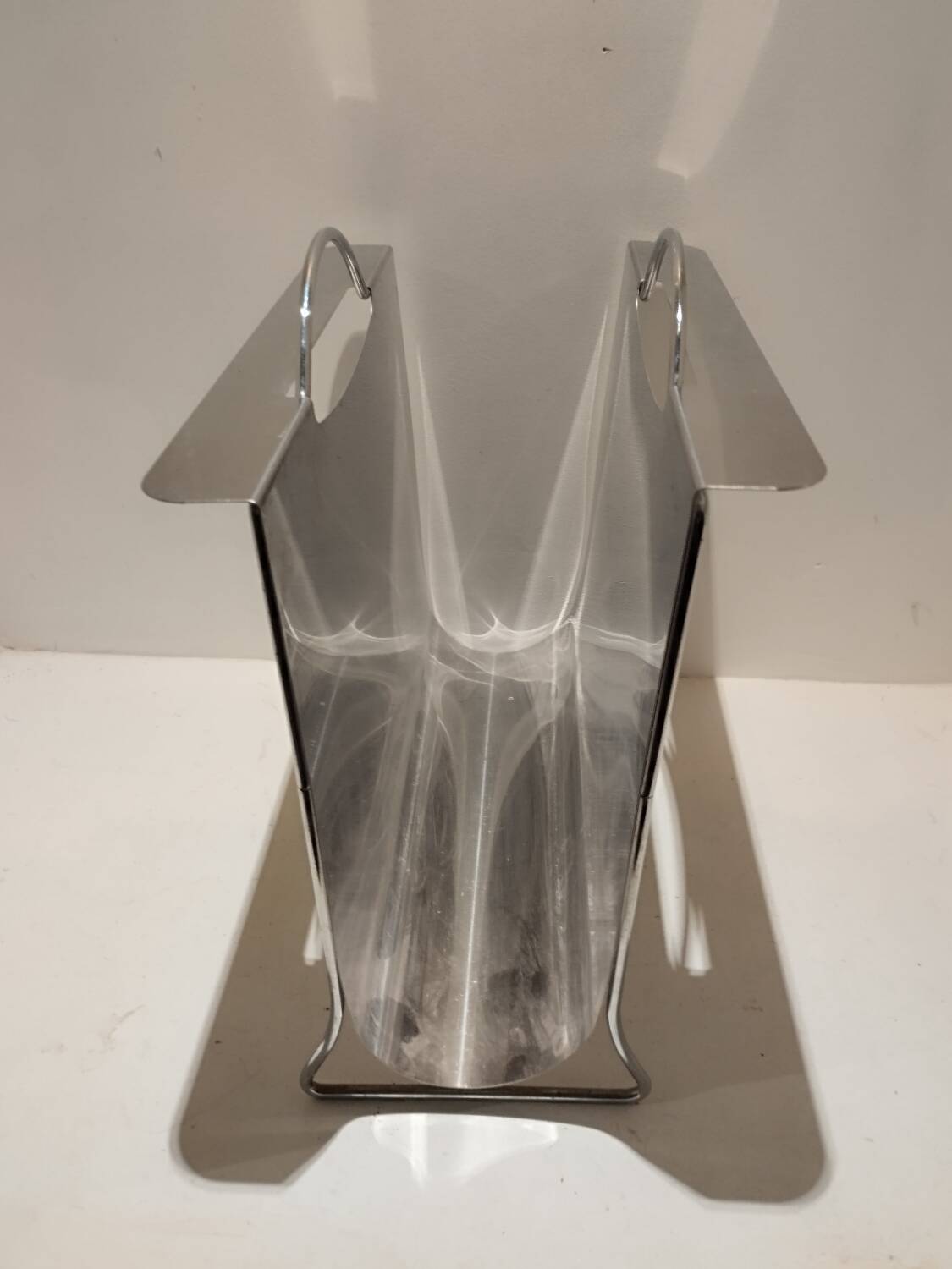 Vintage stainless steel magazine rack