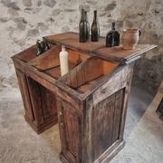 Antique French pine desk – 1880, bar/counter unit with drop-leaf compartments – 65×120×106 cm