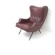 Burgundy Skai, Brass and Metal Lounge Chair, Italy