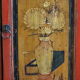 Mid century Chinese painted cabinet with 2 doors and 2 drawers