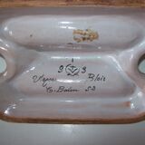 Old 18th-19th century inkwell with polychrome and salamander decoration