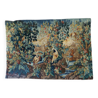 old tapestry with greenery and birds decoration