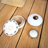 Pair ivory & brass boxes