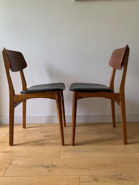 4 Danish chairs in oak and teak, 1960s