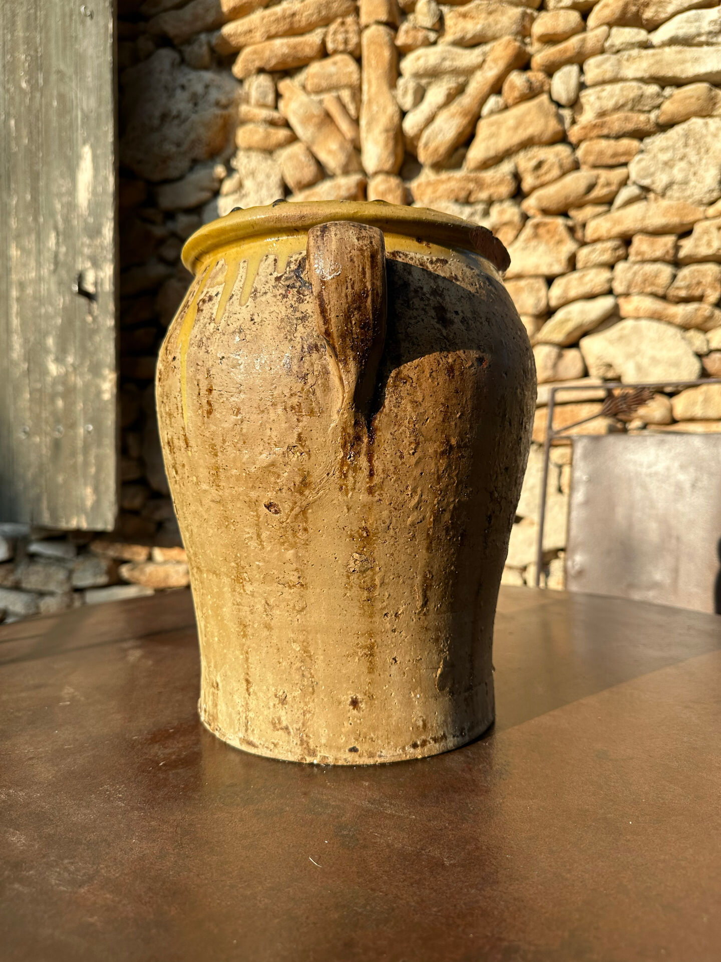 Ancient terracotta pottery jar