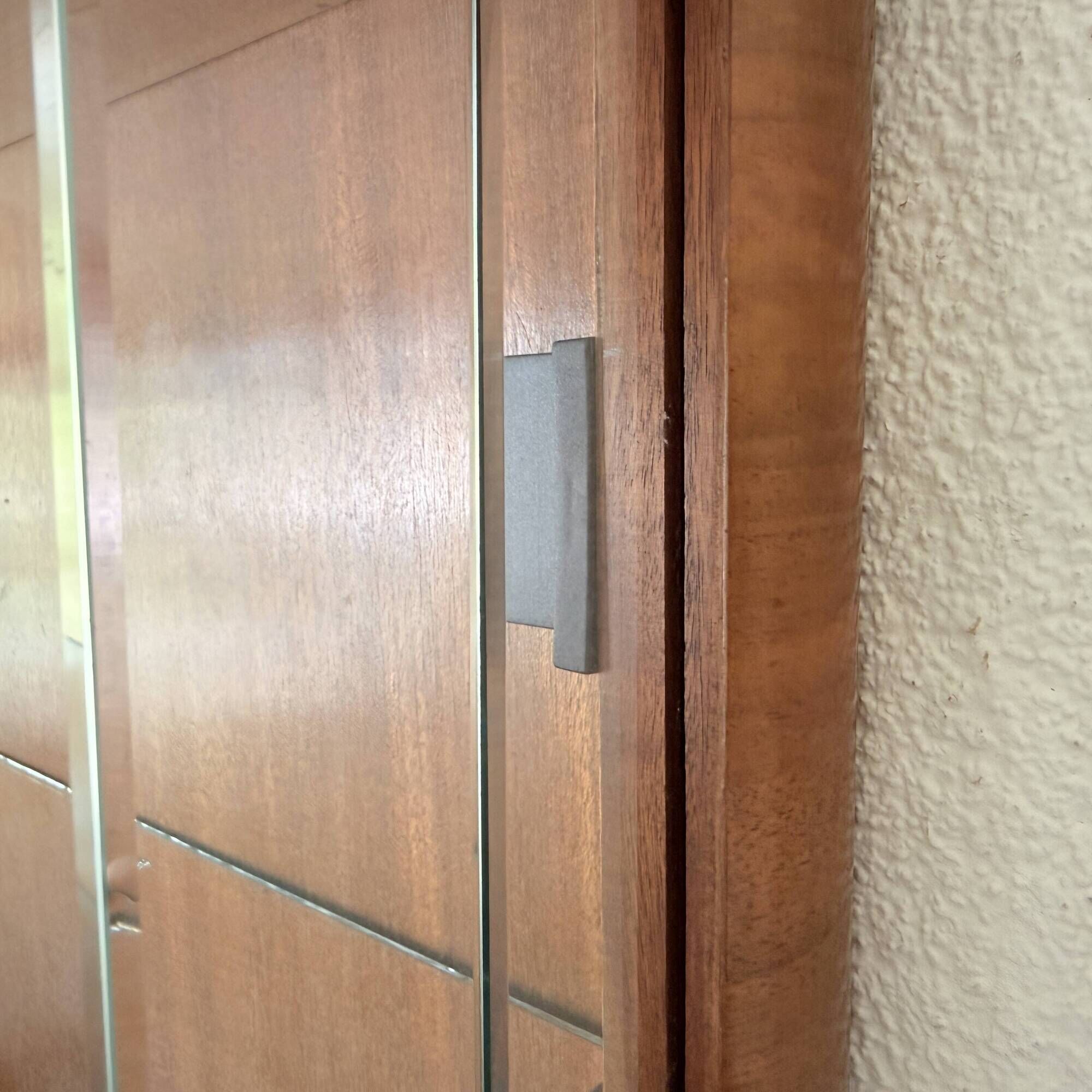 Polish Mid-Century Modern Wall Showcase Cabinet – Beveled Glass & Wood Vene
