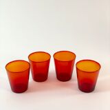 Set of 4 glasses, translucent oranges - vintage 1970