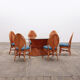 Bohemian bamboo mcguire dining table set with 6 palm leaf chairs, 1960 france.