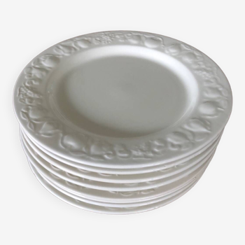 8 assiettes en porcelaine blanche Quadrifoglio Italie