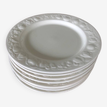 8 white porcelain plates Quadrifoglio Italy