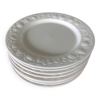 8 assiettes en porcelaine blanche Quadrifoglio Italie
