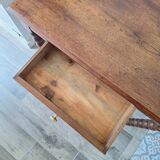 Bureau / Console / Table d'appoint en chêne à pieds bobine
