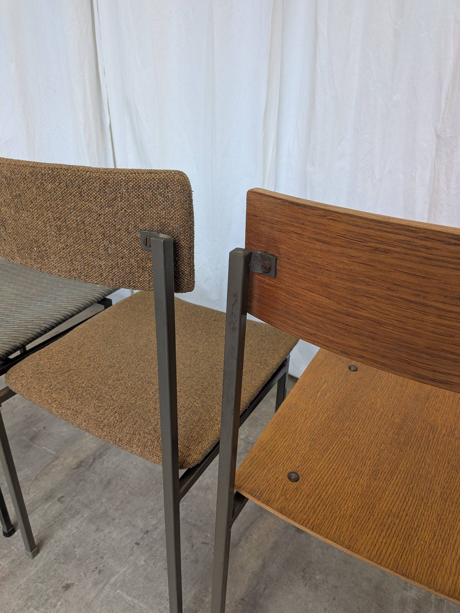 Set of 4 - Mix & Match Vintage Industrial Dining Chairs - 1970s Stol Kamnik