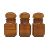 Trio jars amber glass