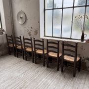 Straw chairs oak 1940s Dudouyt