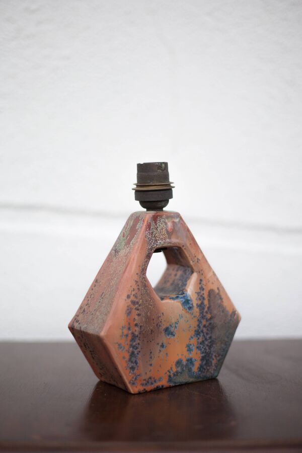 Lampe vintage, lampe grès cristallisé, lampe à poser, lampe de chevet, art déco, poterie, 50's