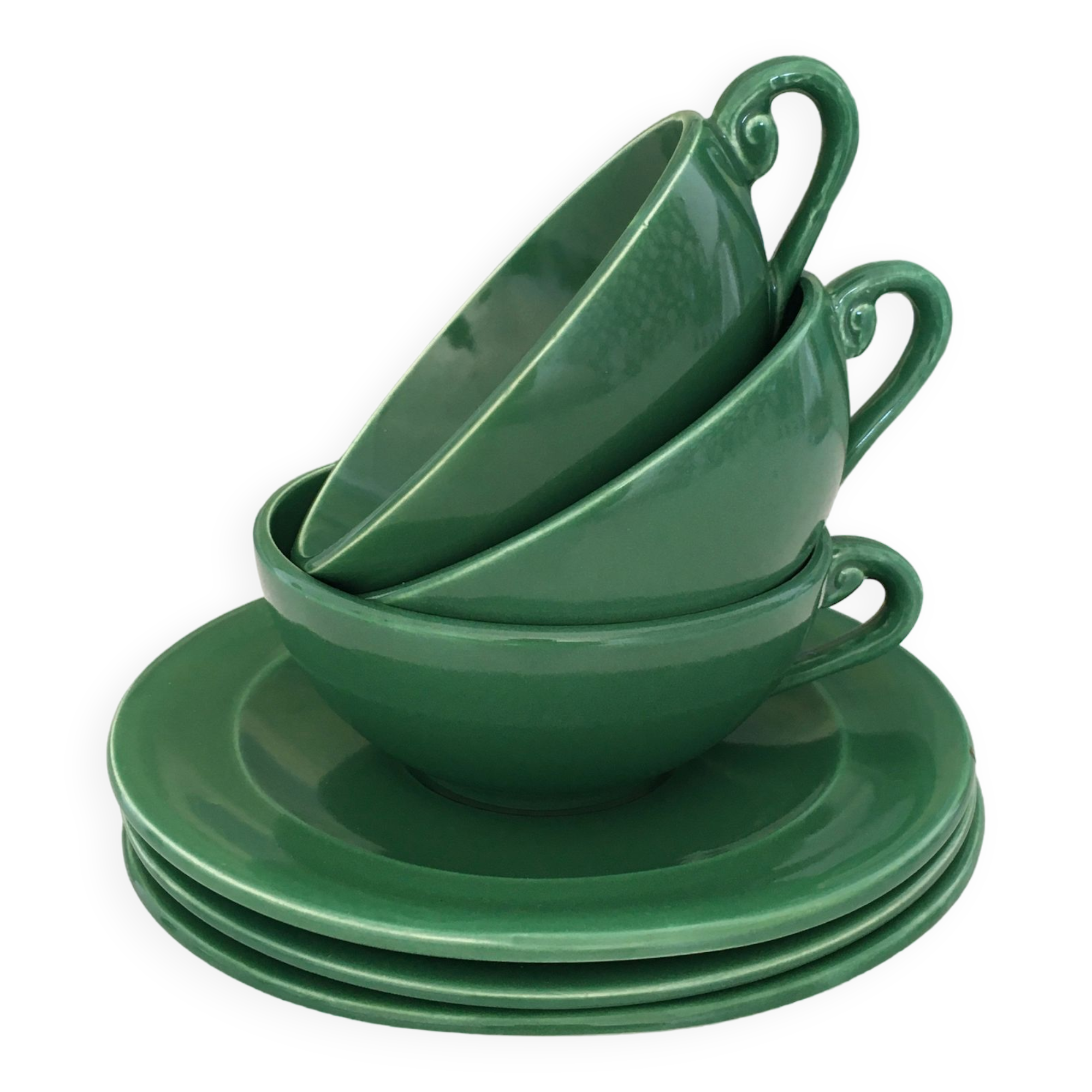 Set of 3 green cups