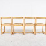 6 vintage oak and wicker dining chairs, 1960s