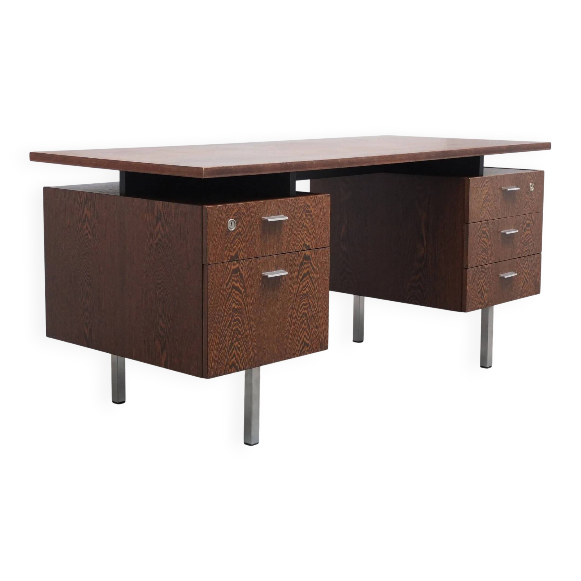 Freestanding modernist writing desk in wengé, 1960s